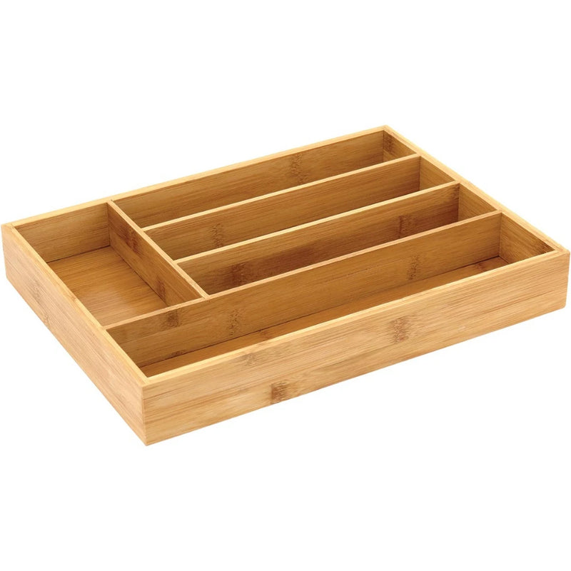 MESA BANDEJA PARA TALHERES 5x36x26cm BAMBU NATURAL COM 5 DIVISÕES