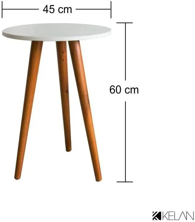 Mesa De Canto Redonda Mdf 60cm branca